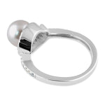 Sterling Silver Spiral Shell Pearl CZ Ring