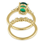 Sterling Silver Gold-Plated Green CZ Engagement Ring Set