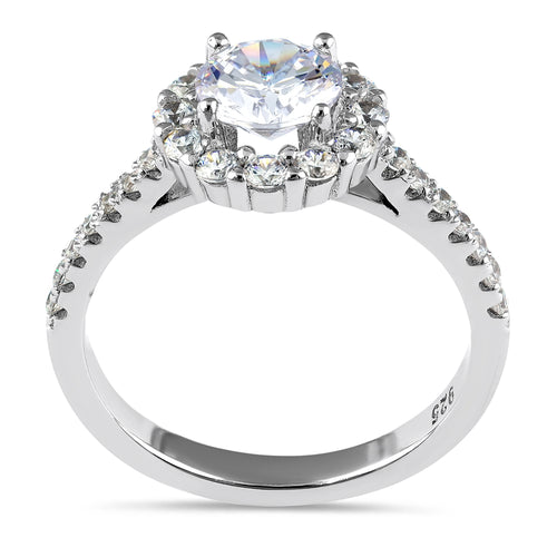 Sterling Silver Classic 6.5mm Round Halo CZ Ring