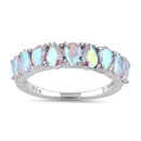 Sterling Silver Pear-shape Iridescent Rainbow CZ Ring