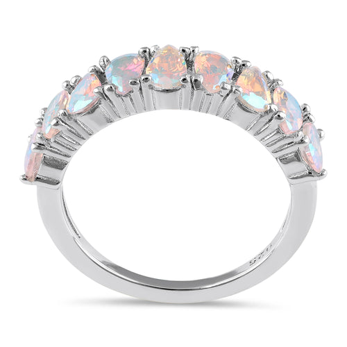 Sterling Silver Pear-shape Iridescent Rainbow CZ Ring