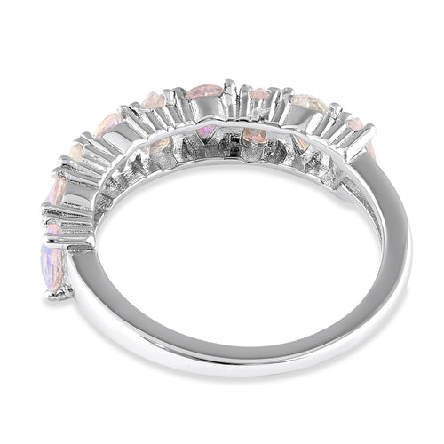 Sterling Silver Pear-shape Iridescent Rainbow CZ Ring