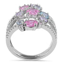 Sterling Silver Colorful Cluster CZ Ring