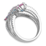 Sterling Silver Colorful Cluster CZ Ring