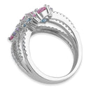Sterling Silver Colorful Cluster CZ Ring