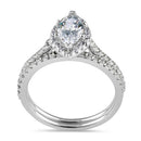 Sterling Silver 5x10mm CZ Marquise Halo Engagement Ring Set