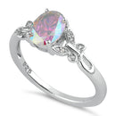 Sterling Silver Butterfly Iridescent Rainbow CZ Ring