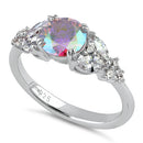 Sterling Silver Iridescent Rainbow CZ Ring