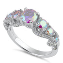 Sterling Silver Iridescent Rainbow CZ Ring