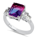 Sterling Silver Bicolor Purple Pink Ombre CZ Ring