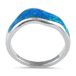Sterling Silver Blue Lab Opal Abstract Wave Ring
