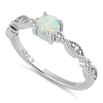 Sterling Silver Vintage Blue Lab Opal & CZ Engagement Ring