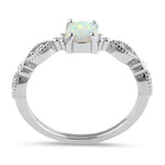 Sterling Silver Vintage Blue Lab Opal & CZ Engagement Ring