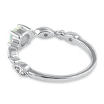 Sterling Silver Vintage Blue Lab Opal & CZ Engagement Ring