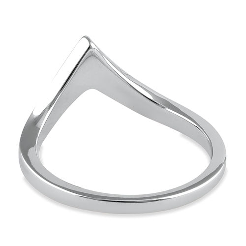 Sterling Silver Chevron V Blue Lab Opal Ring