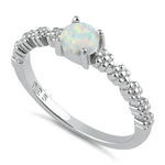 Sterling Silver Blue Lab Opal Floral Ring