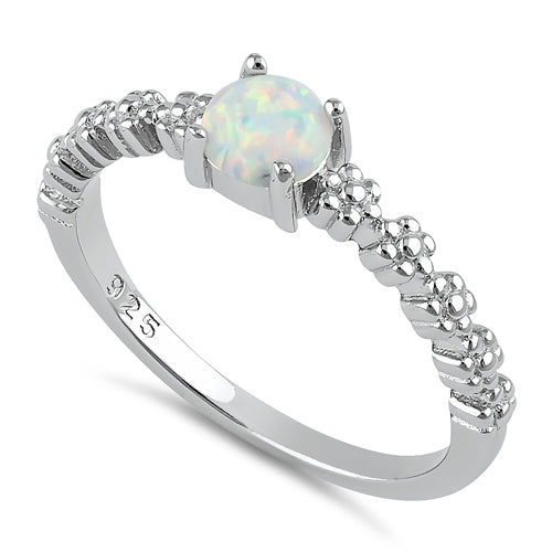 Sterling Silver Blue Lab Opal Floral Ring