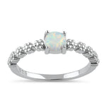 Sterling Silver Blue Lab Opal Floral Ring