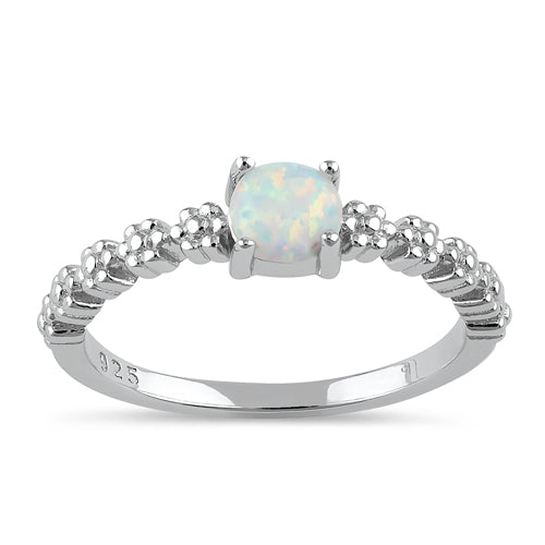Sterling Silver Blue Lab Opal Floral Ring