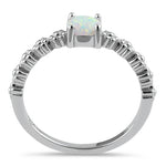 Sterling Silver Blue Lab Opal Floral Ring