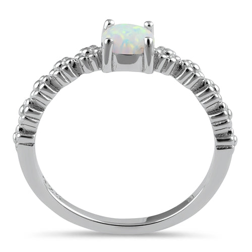 Sterling Silver Blue Lab Opal Floral Ring