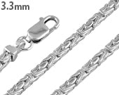 Sterling Silver Double Row Byzantine Chain Necklace With Box Chain Border – Choose Length!