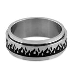 Stainless Steel Flaming Spinner Band Ring