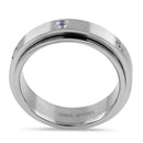 Stainless Steel Spinner CZ Band Ring