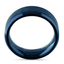 Stainless Steel Men's Blue Textured with Polish Edges Band Ring
