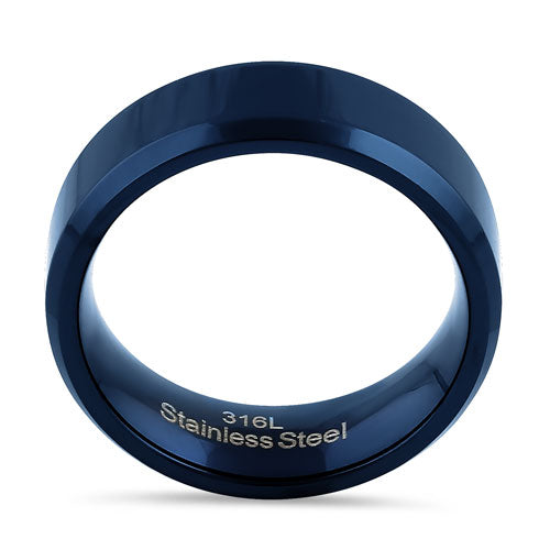 Stainless Steel 7mm Blue High Polish Band Ring