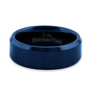 Stainless Steel 7mm Blue High Polish Band Ring