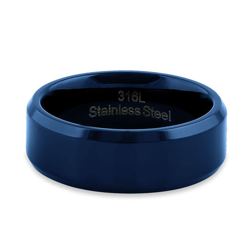 Stainless Steel 7mm Blue High Polish Band Ring