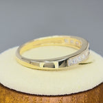 Solid 14K Yellow Gold Clear and Sapphire Princess CZ Ring