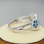 Sterling Silver Lab Opal Plumeria Ring