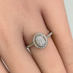 Solid 14K Yellow Gold Oval Cluster Halo 0.29 ct. Diamond Ring
