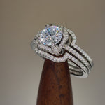 Sterling Silver Halo CZ 3-Piece Engagement Ring