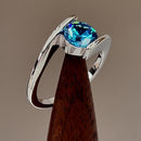 Sterling Silver Aqua Blue CZ Ring