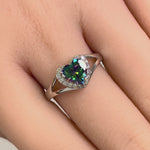 Sterling Silver Heart Shape Rainbow Topaz CZ Ring