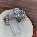 Sterling Silver Baguette 2-Piece CZ Engagement Ring