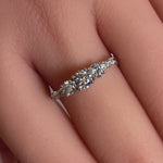 Solid 14K White Gold Triple Round Clear CZ Engagement Ring