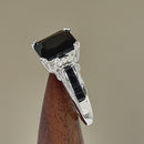 Sterling Silver Black Emerald-Cut CZ Ring