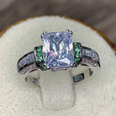 Sterling Silver Emerald-Cut Green CZ Ring