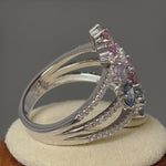 Sterling Silver Colorful Cluster CZ Ring
