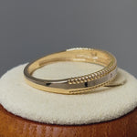 Solid 14K Yellow Gold Edged Double Rope Diamond Ring