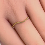 Solid 14K Yellow Gold Curved Rope Ring