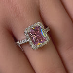 Sterling Silver Pink Halo CZ Ring