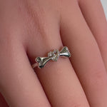 Sterling Silver Dog Bone & Heart CZ Ring