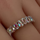 Sterling Silver Pear-shape Iridescent Rainbow CZ Ring