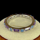 Sterling Silver Blue & Purple Eternity CZ Ring