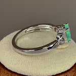Sterling Silver Center Stone Charmed Green Lab Opal Ring